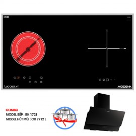 COMBO Bếp Từ Hồng Ngoại Modena BK 1721 + Hút Mùi CX 7712 L- 70cm Indonesia