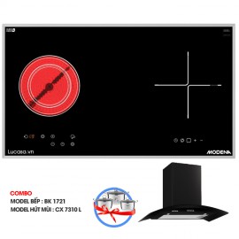 COMBO Bếp Từ Hồng Ngoại Modena BK 1721 + Hút Mùi CX 7310 L- 70cm Indonesia