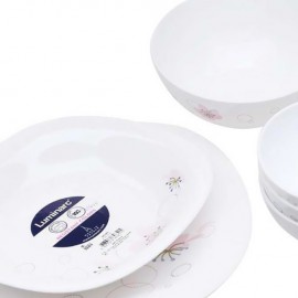 Bộ 12 món đồ dùng bàn ăn thủy tinh Luminarc Ikumi - Trắng hoa văn