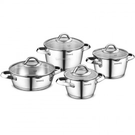 Bộ Nồi Inox Korkmaz Vertex A1973 - 4 Nồi Có Nắp