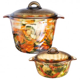 Bộ 2 nồi thủy tinh Luminarc Trianon Amberline 1.5L - 3.5L