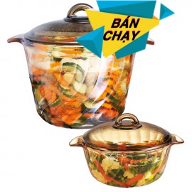 Bộ 2 nồi thủy tinh Luminarc Trianon Amberline 2.5L - 3.5L