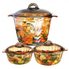 Bộ 3 Nồi Thủy Tinh Luminarc Trianon Amberline 1.5L-2.5L-3.5L