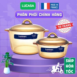 Bộ 2 Nồi Thủy Tinh Luminarc Vitro Amberline Granite 1.5L - 3L | Phân Phối Chính Hãng