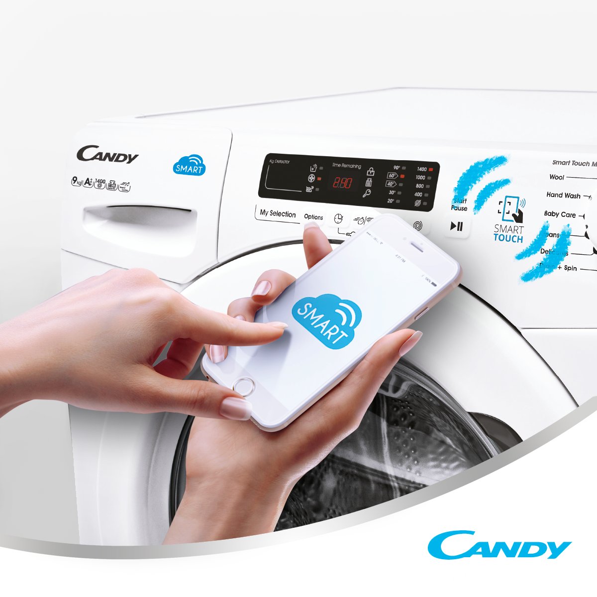 Máy giặt Candy HSC 1282D3Q/1-S - Smart Touch